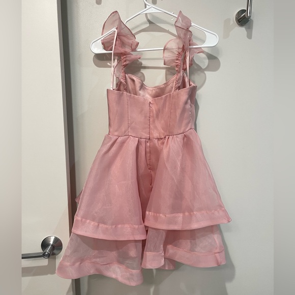 SOLD Pink Ruffle Mini Dress - Picture 3 of 10